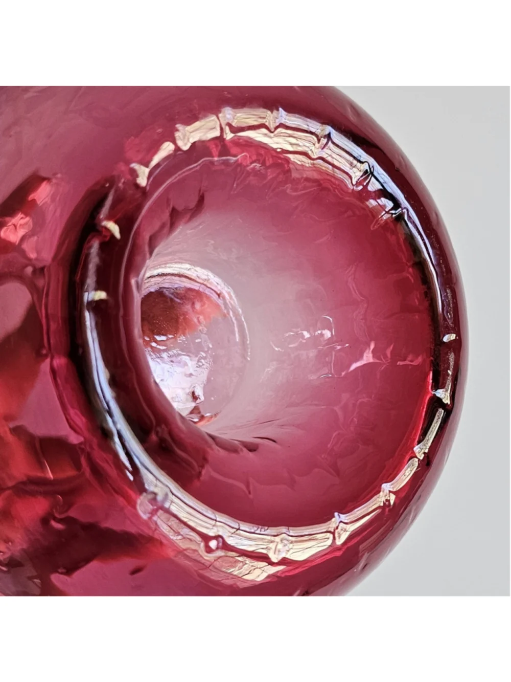 Vintage Pilgrim Glass Cranberry Optic Rose Bowl Vase - 5.5